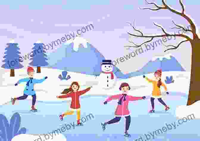 A Festive Illustration Of Children Ice Skating On A Frozen Lake, Surrounded By Snow Covered Trees And Twinkling Lights. The Ice Queen (Musaicum Christmas Specials)