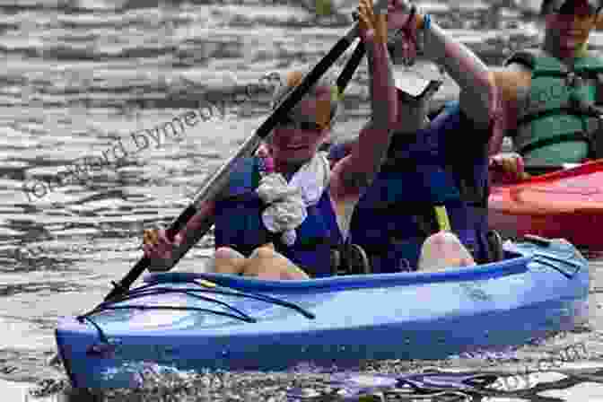 A Group Of Kayakers Paddling Through A Calm River, Surrounded By Tranquil Waters And Lush Vegetation Run Wild : Outdoor Games And Adventures