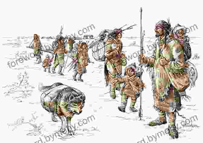 A Group Of People Hunting In The Ice Age. Scenes From Prehistoric Life: From The Ice Age To The Coming Of The Romans