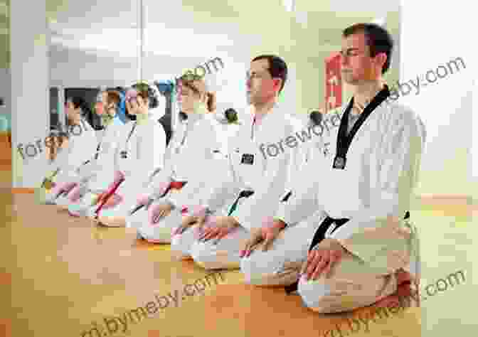 A Group Of Tae Kwon Do Students Meditating, Reflecting The Tenet Of Self Control. Taekwondo: A Comprehensive Guide To Tae Kwon Do Techniques Basics And Tenets For Beginners Wanting To Master This Martial Art (Mix Martial Arts)