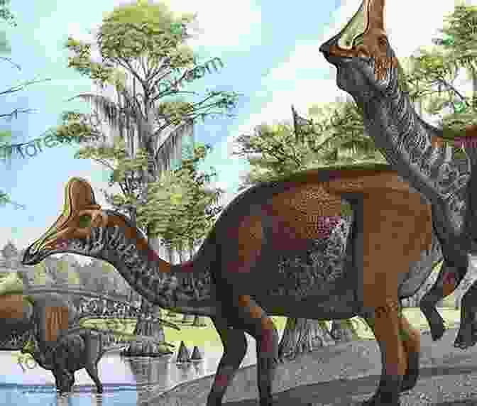 A Herd Of Hadrosaurs Feeding Dinosaur Predators On The Plain (Dinosaurs Rule)