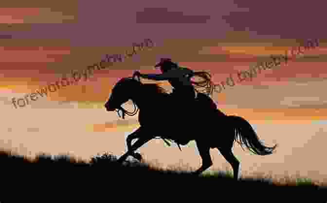 A Lone Cowboy On Horseback, Silhouetted Against A Golden Sunset, Riding Through The Vast Open Range Of The Texas Panhandle. Ernie Pyle In The American Southwest