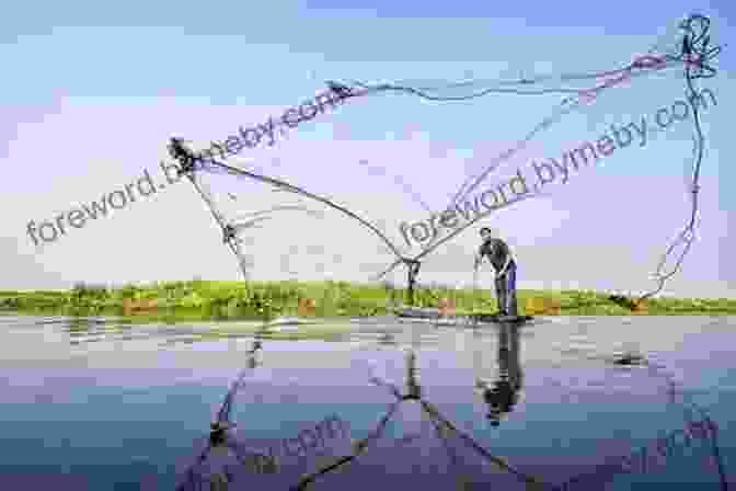 Fishermen In A Wooden Boat On The Open Sea, Casting Their Nets. Dark Salt Clear: The Life Of A Fishing Town