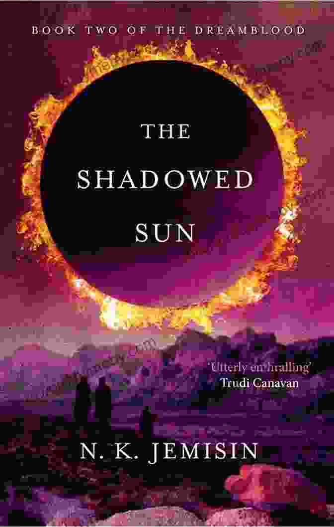 Open Pages Of 'The Shadowed Sun Dreamblood' Novel, Revealing Intricate Typography And Captivating Prose The Shadowed Sun (Dreamblood 2)