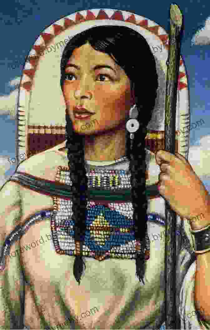 Sacagawea, A Young Native American Woman With Long, Flowing Hair, Wearing A Buckskin Dress, Stands Confidently Against A Backdrop Of Mountains. Path To The Pacific: The Story Of Sacagawea (833)